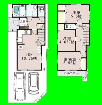 Floor plan. 26,400,000 yen, 3LDK, Land area 80.62 sq m , Building area 72.59 sq m