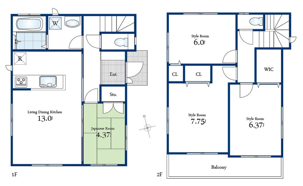 Floor plan. (1 Building), Price 33,800,000 yen, 4LDK, Land area 86.9 sq m , Building area 91.09 sq m