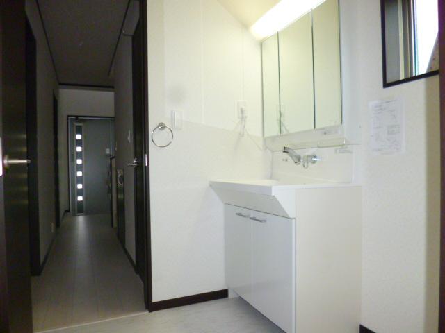 Wash basin, toilet. Bathroom vanity