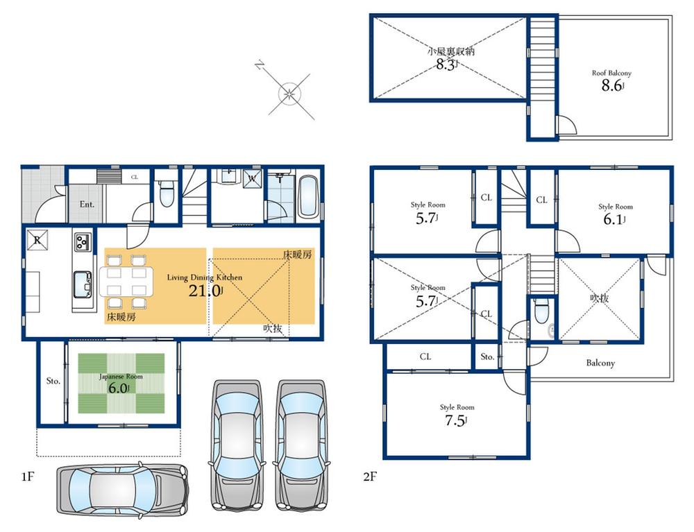 Floor plan. (A Building), Price 54,800,000 yen, 5LDK, Land area 131.08 sq m , Building area 124.46 sq m