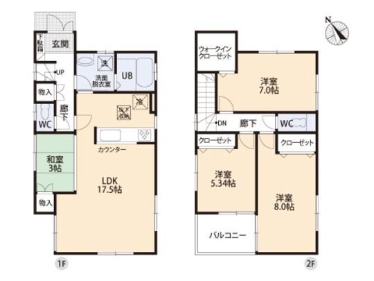 Floor plan. 28.5 million yen, 3LDK, Land area 95.05 sq m , Building area 96.05 sq m floor plan
