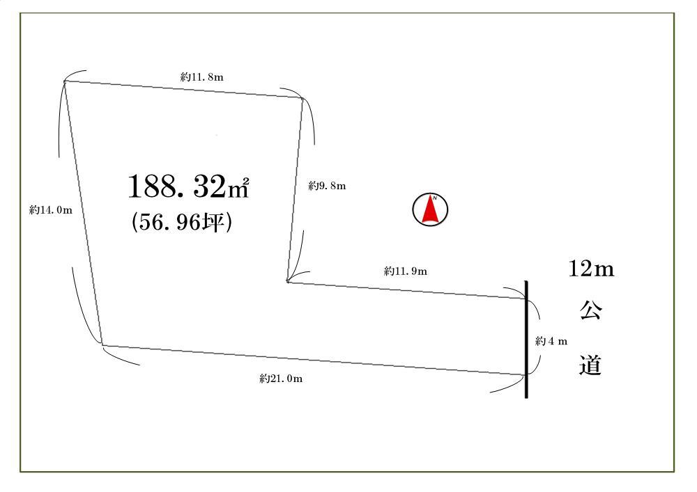 Compartment figure. Land price 49,800,000 yen, Land area 188.32 sq m land about 188.32 sq m (56.96 square meters) without building conditions selling land Takenotsuka Station East Exit 9 minute walk. Living environment is good.