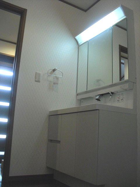 Wash basin, toilet. Bathroom vanity