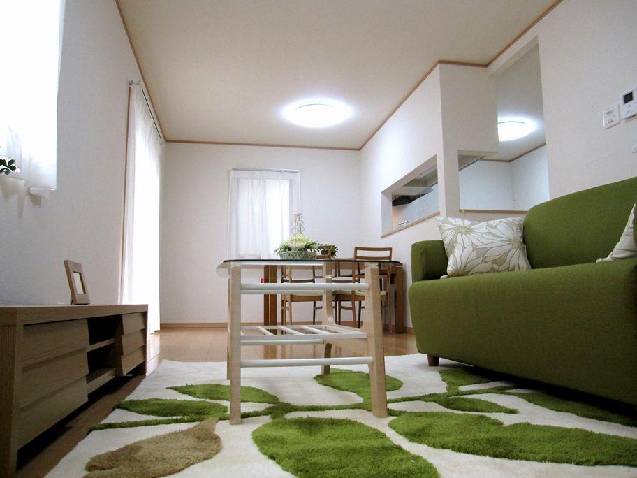 Model house photo. Bright living room