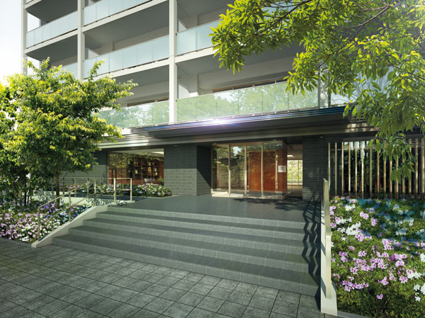 Shared facilities.  [And "Aya" and "Seto" to the design concept, Two buildings each of personality contest] In the Urban Square, The motif of "Aya" reminiscent of how the folds history and culture over and over again, Pursue Gureisshu design employing linear. Harboring a universal beauty, yet urban, We finished in a noble design. (Urban Square Entrance Rendering)