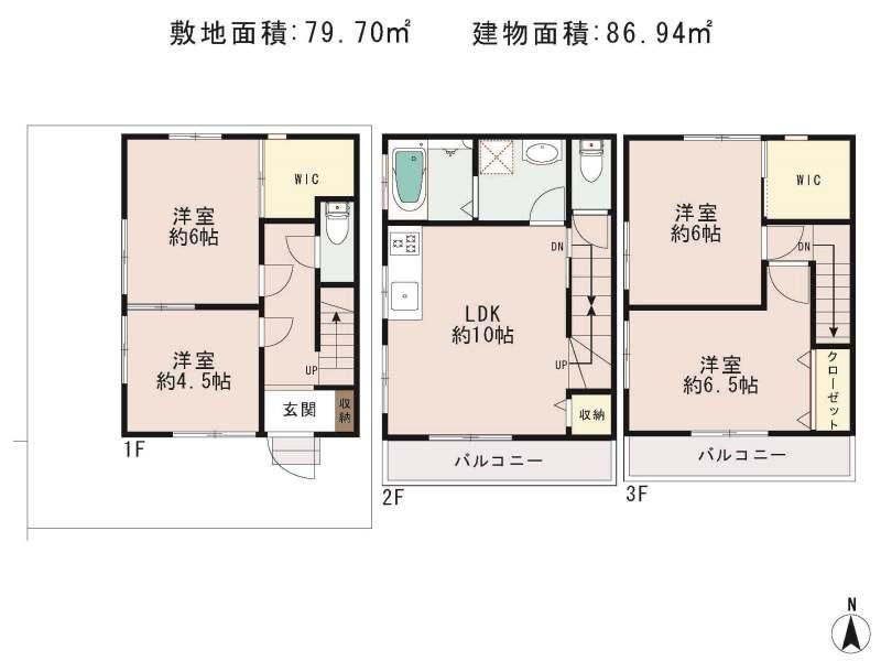 Floor plan. 36,800,000 yen, 4LDK, Land area 79.7 sq m , Building area 86.94 sq m