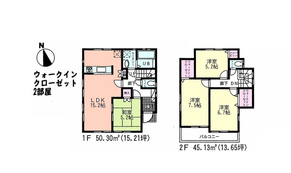Floor plan. (2), Price 42,800,000 yen, 4LDK, Land area 90 sq m , Building area 95.43 sq m