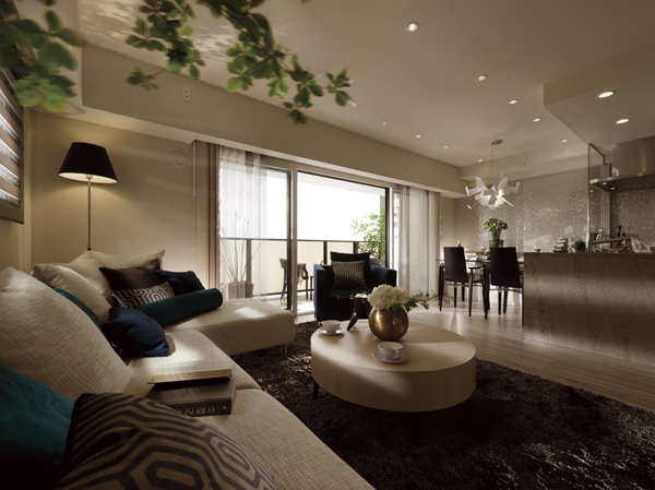 Living.  [living ・ dining] Living room arranged on the balcony side full ・ Dining, Ventilation and brightness in the two sides opening, Full of sense of openness, Place of relaxation family smile look good.  ※ Indoor photo was taken a sample room below, Equipment specifications, etc. You can check. Interior of the shape is different. (Including some options ・ Paid)