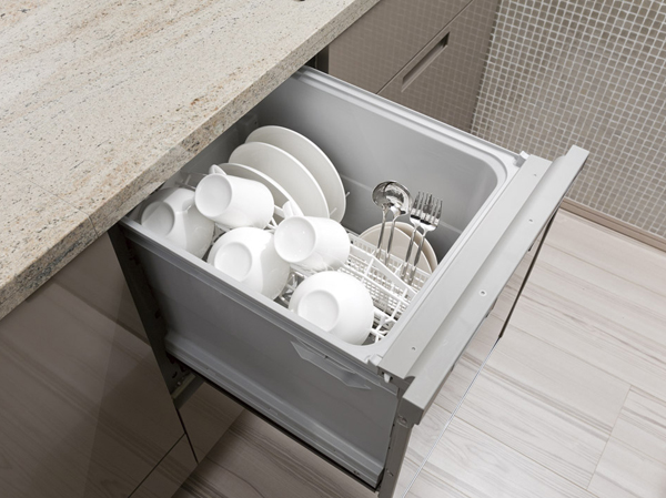 Kitchen.  [Dishwasher] To reduce the burden of housework, Dishwasher water or detergent can be saved. Since the built-in that does not get in the way.