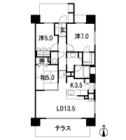 Floor: 3LDK + W, the occupied area: 77.45 sq m