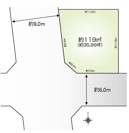 Compartment figure. Land price 21,800,000 yen, Land area 119 sq m