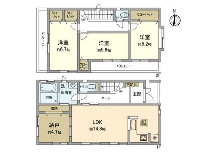 Floor plan. 39,900,000 yen, 2LDK+S, Land area 87.31 sq m , Building area 92.33 sq m