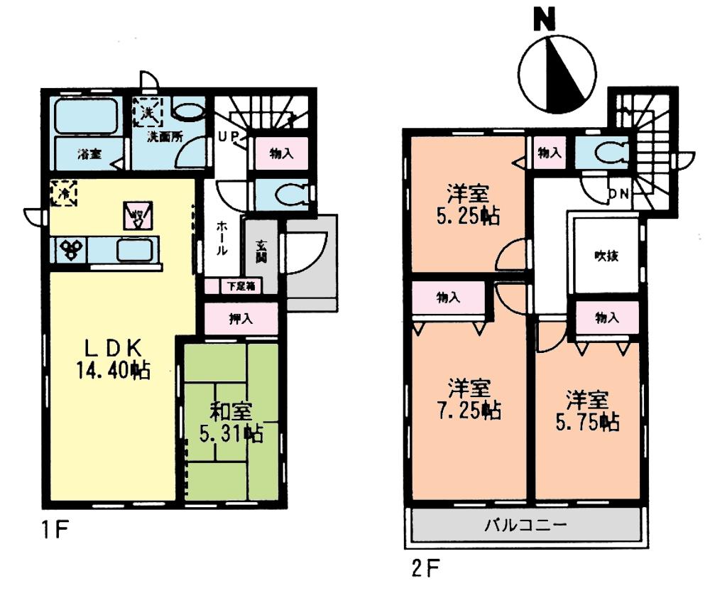 Floor plan. (R Building), Price 28,900,000 yen, 4LDK, Land area 104.09 sq m , Building area 93.1 sq m