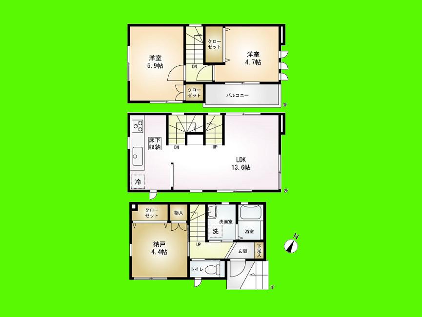 Floor plan. 23.8 million yen, 2LDK + S (storeroom), Land area 46.17 sq m , Building area 70.93 sq m