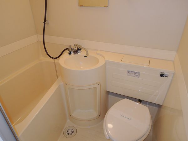 Bath. Unit bath tub is slightly larger