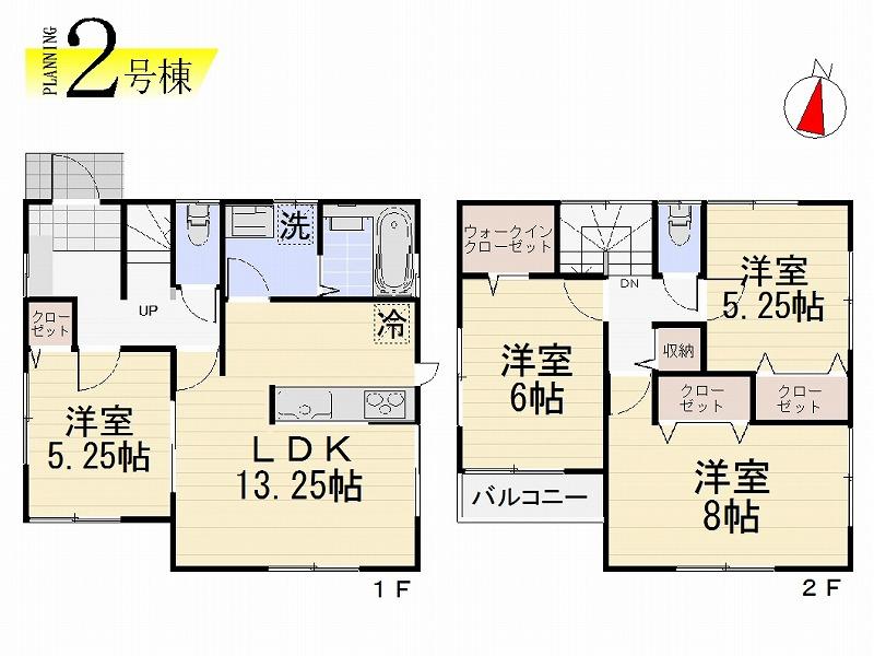 Floor plan. (Building 2), Price 27,800,000 yen, 4LDK, Land area 107 sq m , Building area 91.91 sq m
