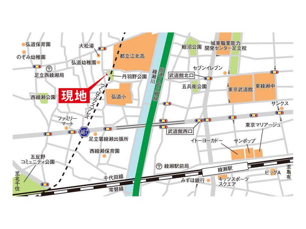 Local guide map. 3 wayside ・ Convenient living environment will spread around the three station available life.