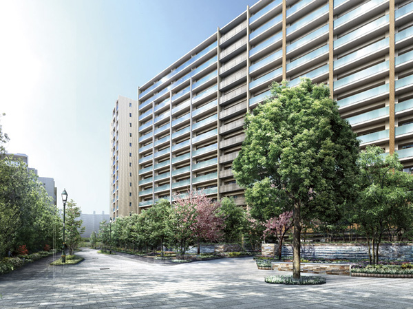 Shared facilities.  [Grand Garden ・ Ponte Grande green road] Adjacent to Ponte Grande green road and design with a sense of unity. Full of green and clear, It is a mansion of the main entrance. (Rendering)