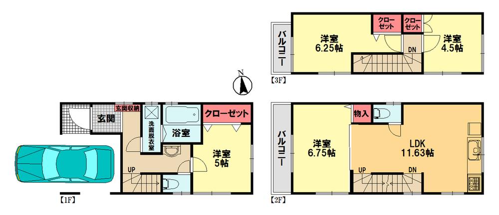 Floor plan. 37,800,000 yen, 4LDK, Land area 74.18 sq m , Building area 107.73 sq m