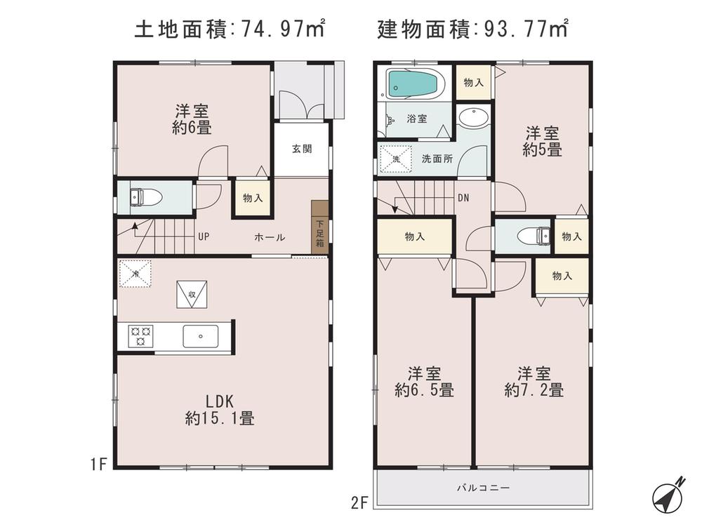 Floor plan. (I Building), Price 33,800,000 yen, 4LDK, Land area 74.97 sq m , Building area 93.77 sq m