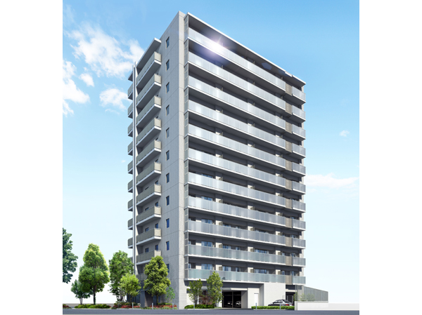 Buildings and facilities. Beautiful harmony with nature, Riverside Residence. In response to the sun and the water surface of the light, Glass handrail shining and sparkling and finished in such a way that accent of appearance. (Exterior view)