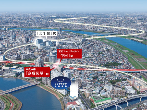 Surrounding environment.  ※ Aerial photo of the articles and is subjected to a CG processing to those that were taken in October 2012.