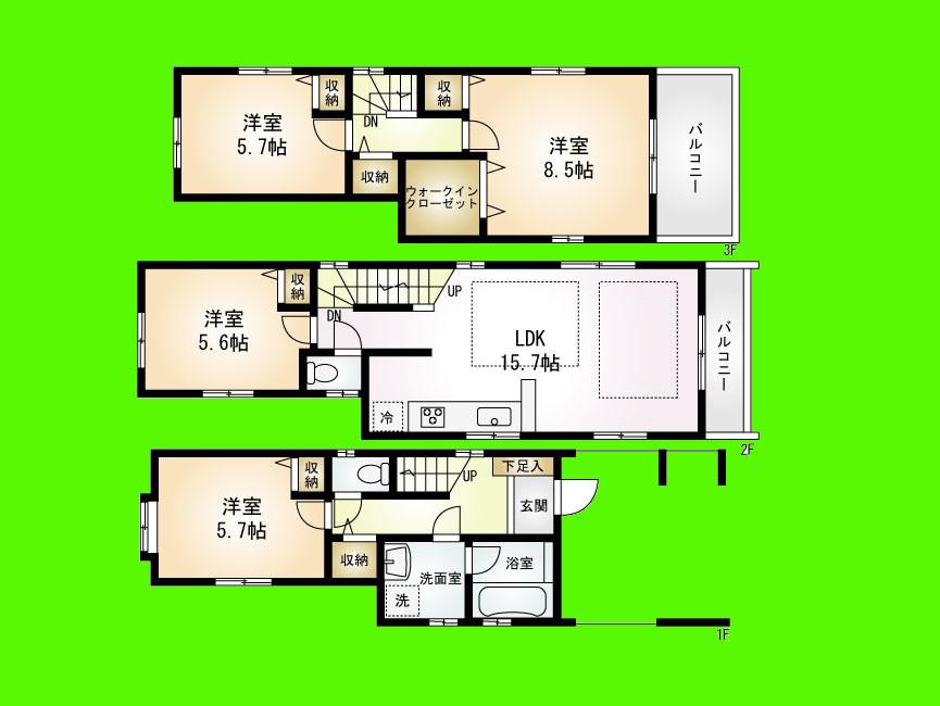 Floor plan. 39,800,000 yen, 3LDK + S (storeroom), Land area 66.45 sq m , Building area 112.69 sq m