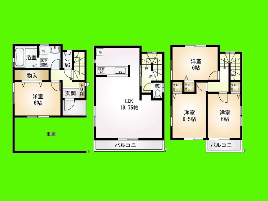 Floor plan. (Building 2), Price 36,800,000 yen, 4LDK, Land area 76.09 sq m , Building area 116.64 sq m