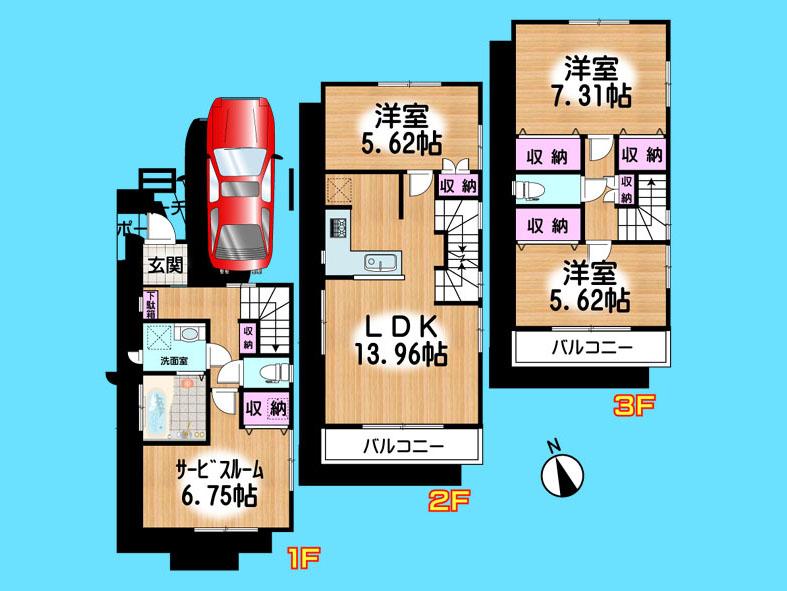 Floor plan. 32,800,000 yen, 4LDK, Land area 63.71 sq m , Building area 99.36 sq m  , Yes Car space ◆  Weekdays, It is possible your visit. Contact us, Free dial  [ 0120-40-4771 ]  Until. Nearby properties also will introduce Adachi. First, Please contact us