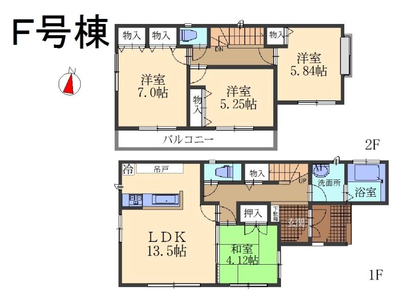 Floor plan. (F Building), Price 32,800,000 yen, 4LDK, Land area 86.68 sq m , Building area 89.27 sq m