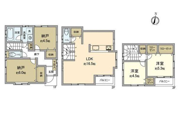 Floor plan. 35,800,000 yen, 2LDK+2S, Land area 88.02 sq m , Building area 94.8 sq m south-facing good per yang