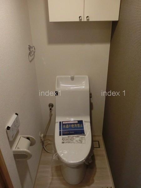 Toilet. Happy is with a bidet