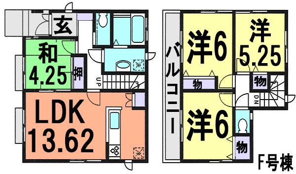Floor plan. (F Building), Price 35,800,000 yen, 4LDK, Land area 86.4 sq m , Building area 84.66 sq m