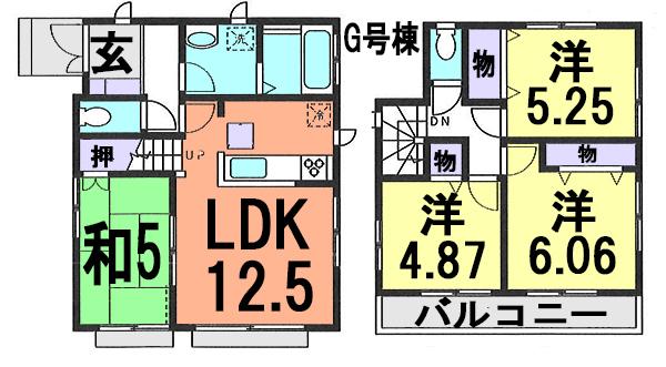 Floor plan. (G Building), Price 29,800,000 yen, 4LDK, Land area 104.21 sq m , Building area 81.35 sq m