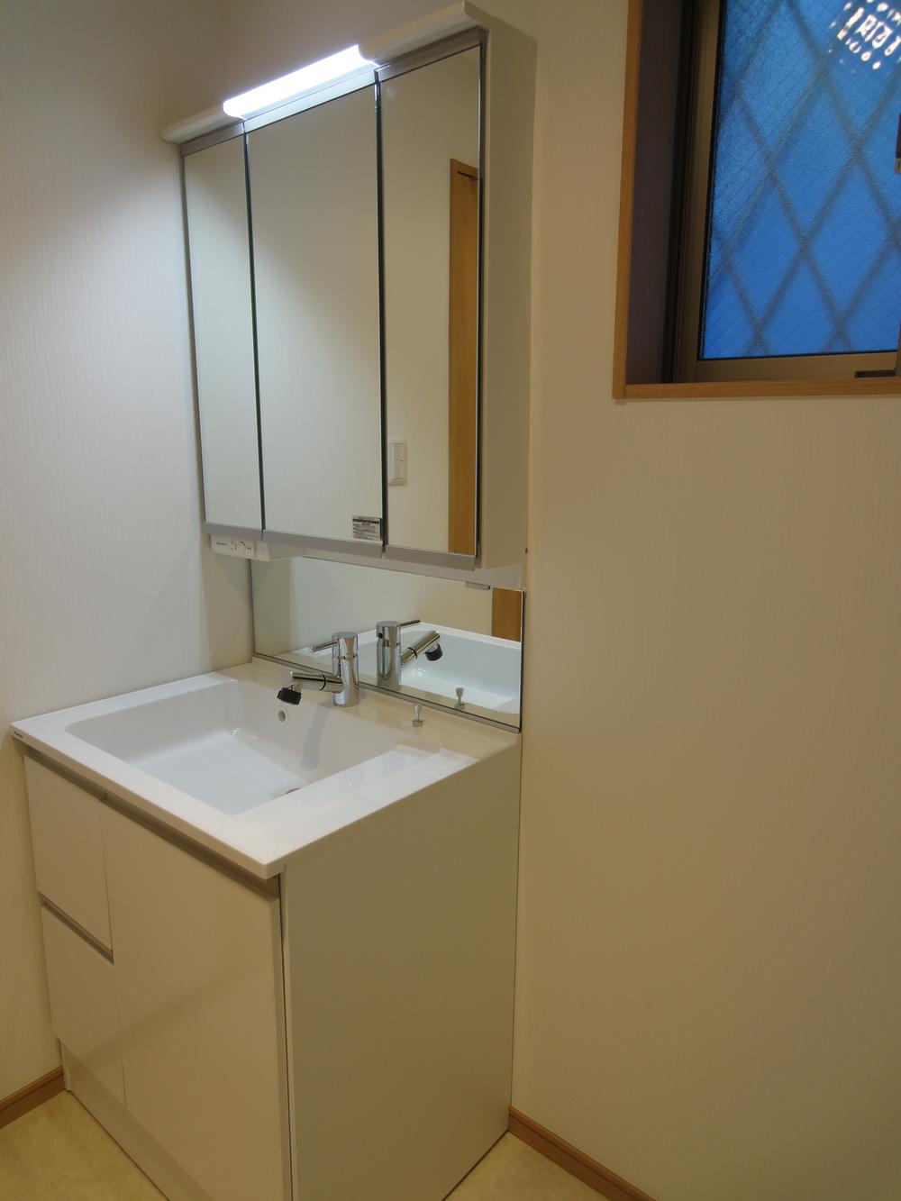 Wash basin, toilet. Vanity white with cleanliness