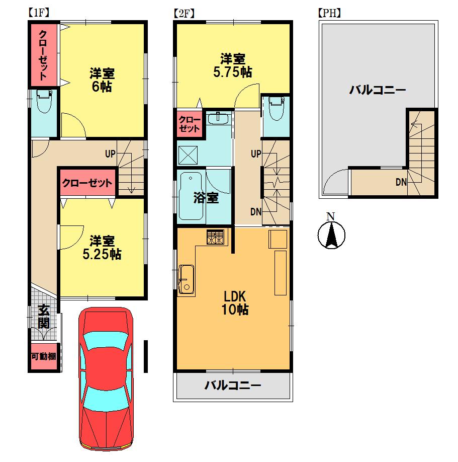 Floor plan. 34,800,000 yen, 3LDK, Land area 66.34 sq m , Building area 86.11 sq m