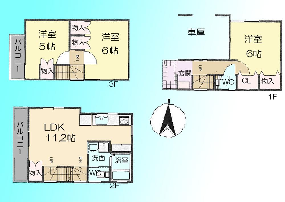 Floor plan. 28.5 million yen, 3LDK, Land area 47.49 sq m , Building area 78.88 sq m