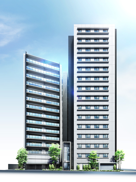 Buildings and facilities. And the outer wall, which was based on white, In modern portray the glass and metal materials stylish appearance design (Rendering). "Tokyo" station about 7km area ・ 3 stations 6 lines available land, All 101 House birth.  ※ The Tokyo Station about 7km area is Gaihaka linear distance on the map from Tokyo Station Nihonbashi outlet