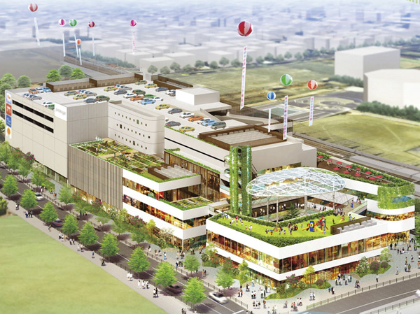 Surrounding environment. Keisei main line of 1-minute walk from the local in "Senjuohashi" around the station area, Large-scale complex development "Ponte Grande TOKYO" has been promoted. In April 2014 in the "Ponte Grande TOKYO", About 40 shops gather the ground 5-story commercial facility (about 180m from local ・ 3-minute walk) is scheduled to open. It increases the expectations for convenience improvement. (Commercial facility Rendering ※ You may be subject to change) ※ (Tentative name) Senjuohashi Ponte Grande TOKYO A city block commercial facilities planning 2014 April scheduled to open