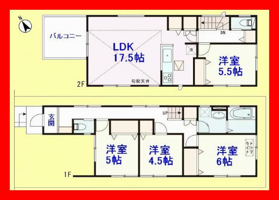 Floor plan. 28.8 million yen, 4LDK, Land area 94 sq m , Building area 102.67 sq m face-to-face kitchen