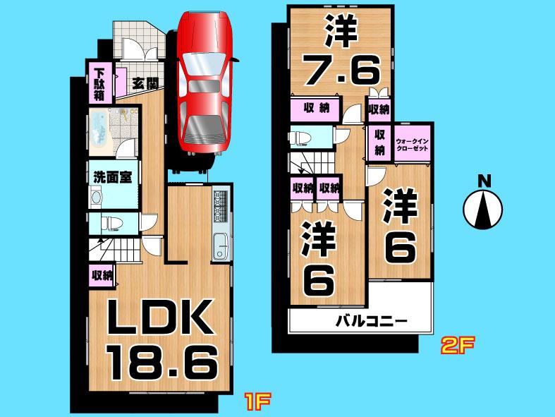 Floor plan. 34,800,000 yen, 3LDK, Land area 88.13 sq m , Building area 94.78 sq m  , Yes Car space ◆  Weekdays, It is possible your visit. Contact us, Free dial  [ 0120-40-4771 ]  Until. Nearby properties also will introduce Adachi. First, Please contact us