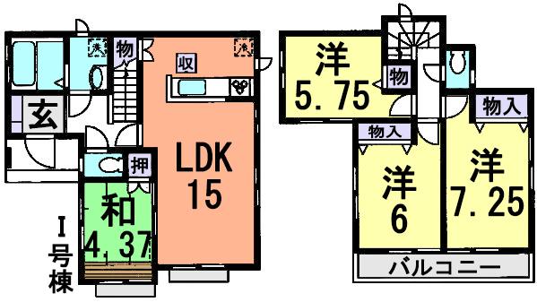 Floor plan. (I Building), Price 24,900,000 yen, 4LDK, Land area 88 sq m , Building area 88.59 sq m