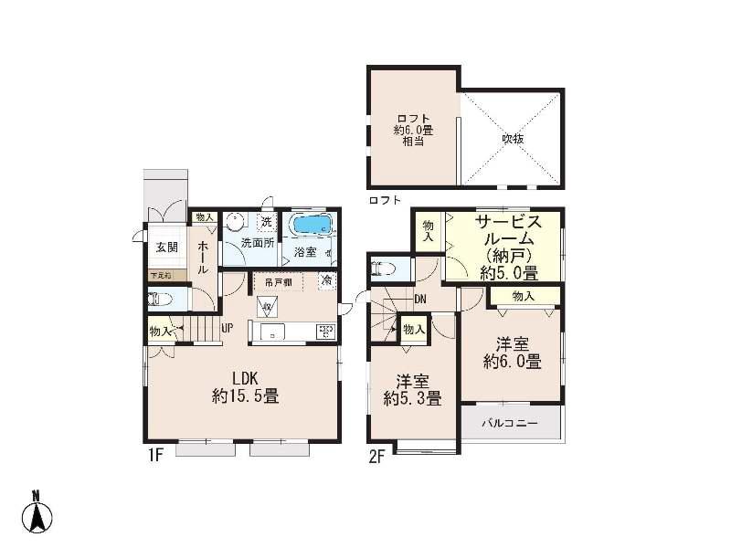 Floor plan. (Building 2), Price 31,900,000 yen, 2LDK+S, Land area 81.09 sq m , Building area 77.31 sq m
