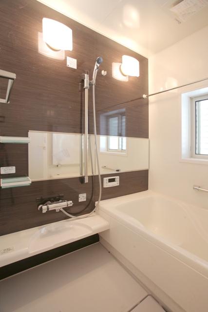 Model house photo. Example of construction Bathroom