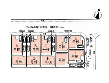 The entire compartment Figure. All 10 buildings, F ~ I Building parking space two Allowed North 10m public road
