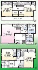 Floor plan. (C Building), Price 33,800,000 yen, 4LDK, Land area 85.27 sq m , Building area 97.5 sq m