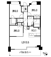 Floor: 3LDK + WIC, the occupied area: 70.58 sq m