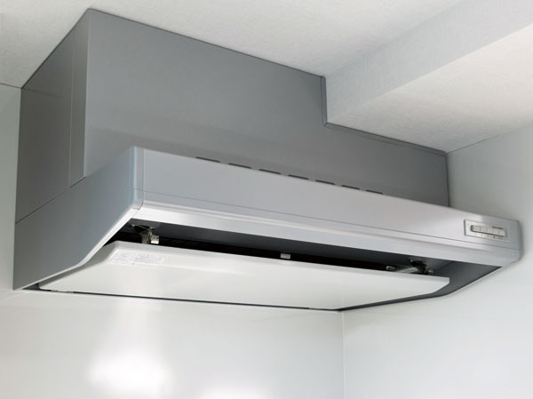 Kitchen.  [Current plate with a range hood] High suction force with the current plate, Care also smooth.