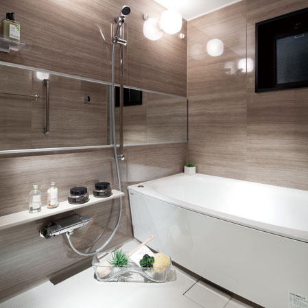 Bathing-wash room.  [Bathroom] A "stress-free" concept, Bathroom in consideration of the use comfort of goodness. Not only enhance the relaxing effect, It was also friendly to the functionality of that care of ease.