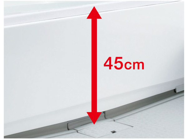 Bathing-wash room.  [Low-floor bathtub] Low set the height of the stride of the bathroom, I was conscious that there is no accident in the bath.